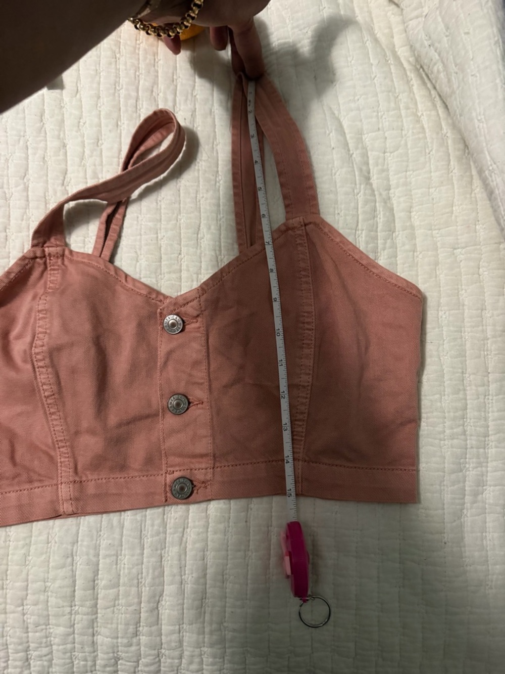 American Eagle Outfitters Dusty Rose Button-Front Crop Top - Picture 10 of 11